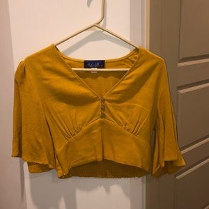 Mustard yellow/gold cropped blouse/top